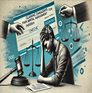 Can damages for mental harassment be claimed in addition to the cheque amount?