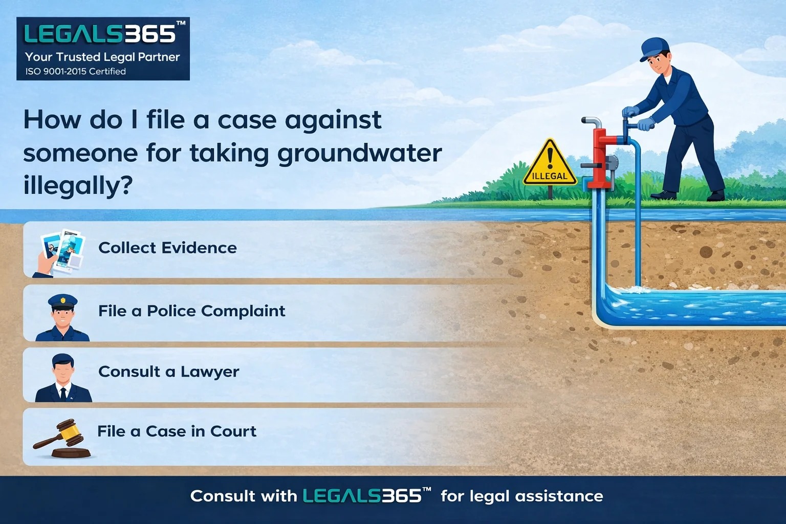 How do I file a case againsts someone for taking groundwater illegally?