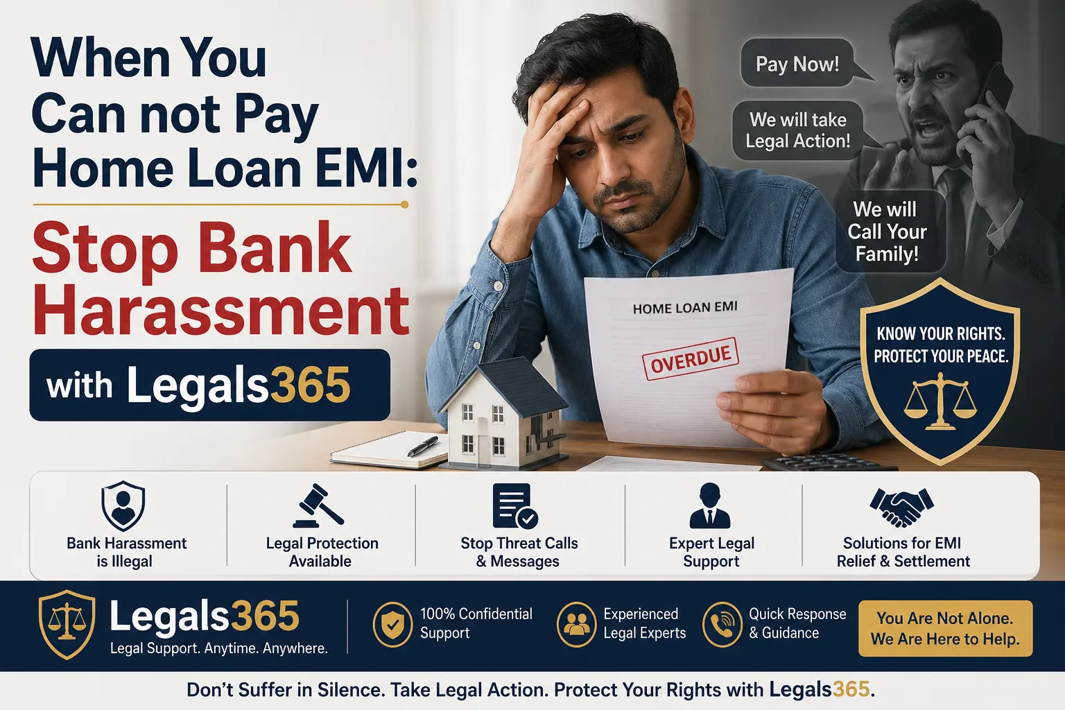 When You Can not Pay Home Loan EMI: Stop Bank Harassment with Legals365